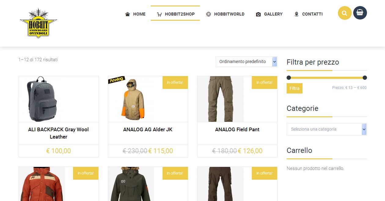 ovindolisnowboard.it | sito web wordpress woocommerce ecommerce